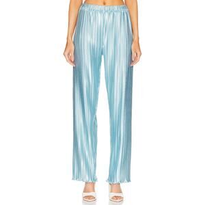 L’IDÉE Le Salon Pant Summer Blue Pleated Satin Pants NWT Size 8